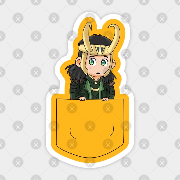 Loki kawaii in pocket Sticker by peekxel